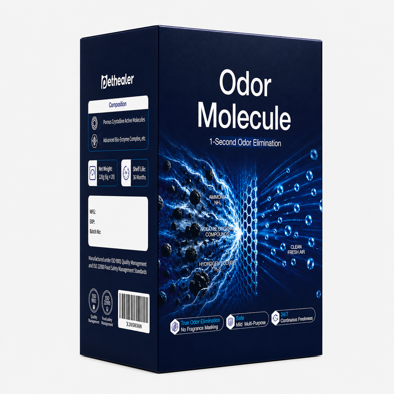 Pethealer Bột Khử Mùi Cát Mèo 120g (6g×20 Gói) – Hỗ Trợ Giảm Mùi Khó Chịu, Không Hương Liệu, Dùng Cho Khay Cát Mèo