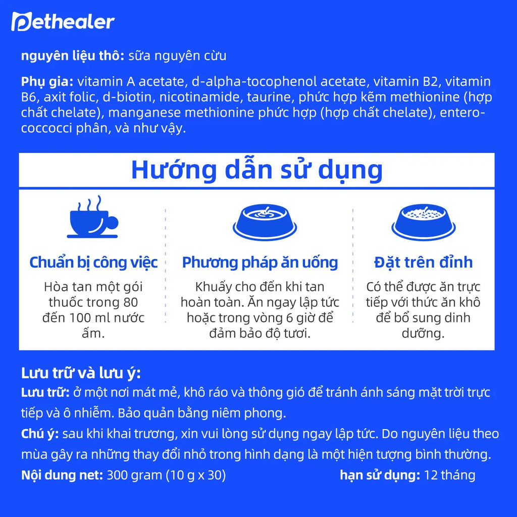 Pethealer Sữa dê cho thú cưng hỗ trợ cơ thể và miễn dịch cho chó mèo
