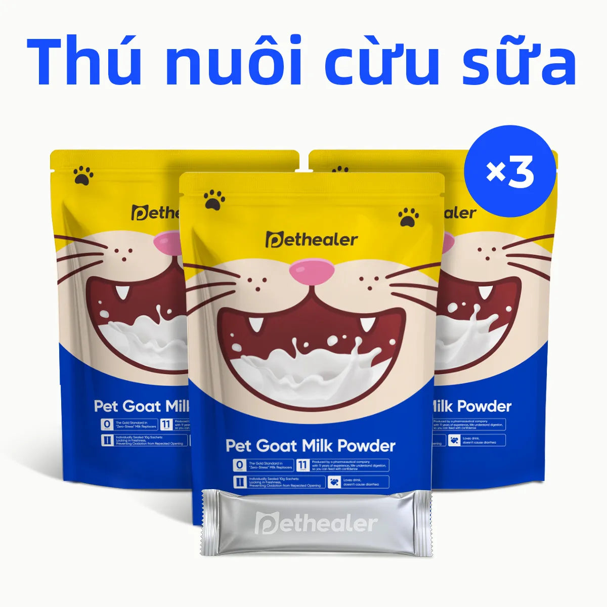 Pethealer Sữa dê cho thú cưng hỗ trợ cơ thể và miễn dịch cho chó mèo