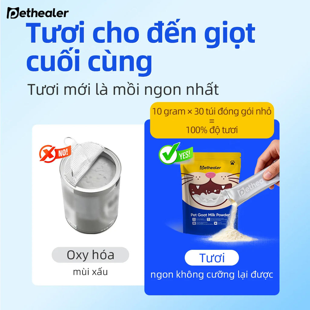 Pethealer Sữa dê cho thú cưng hỗ trợ cơ thể và miễn dịch cho chó mèo