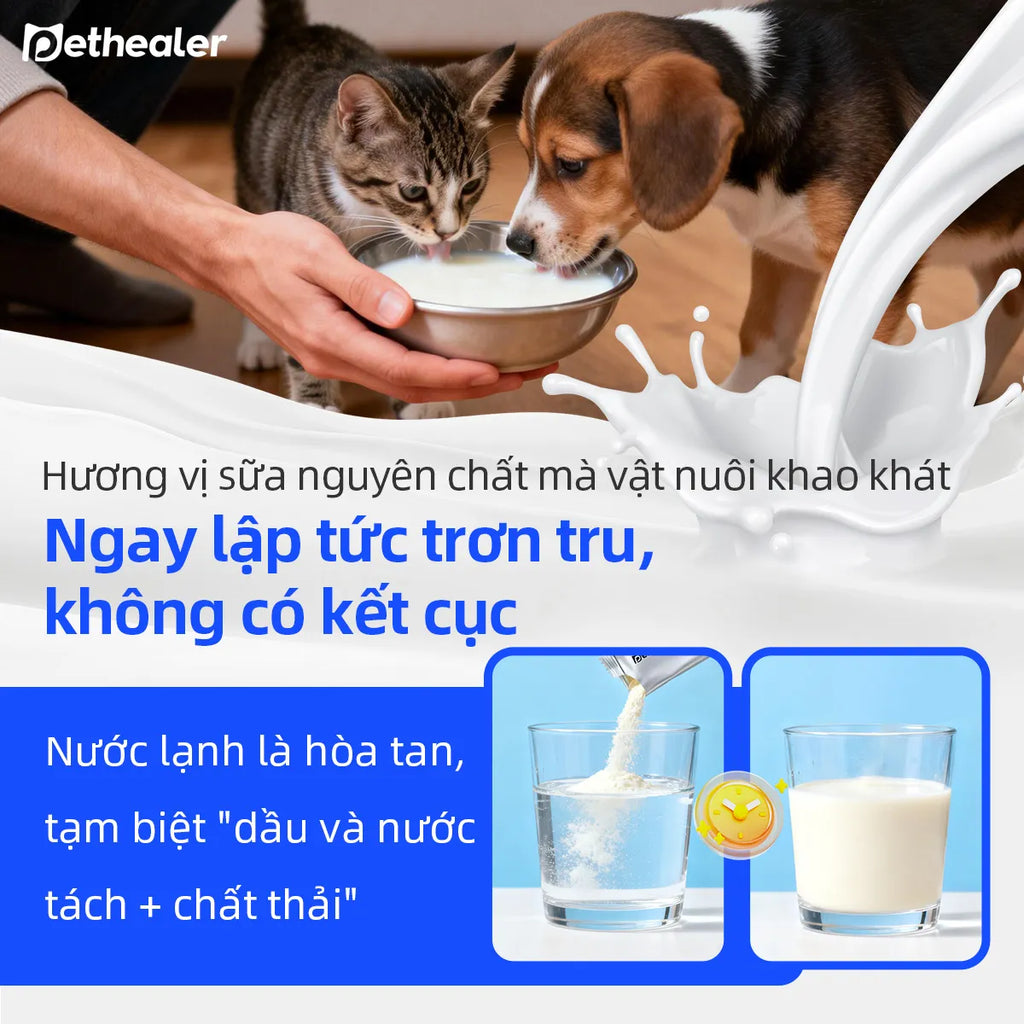 Pethealer Sữa dê cho thú cưng hỗ trợ cơ thể và miễn dịch cho chó mèo