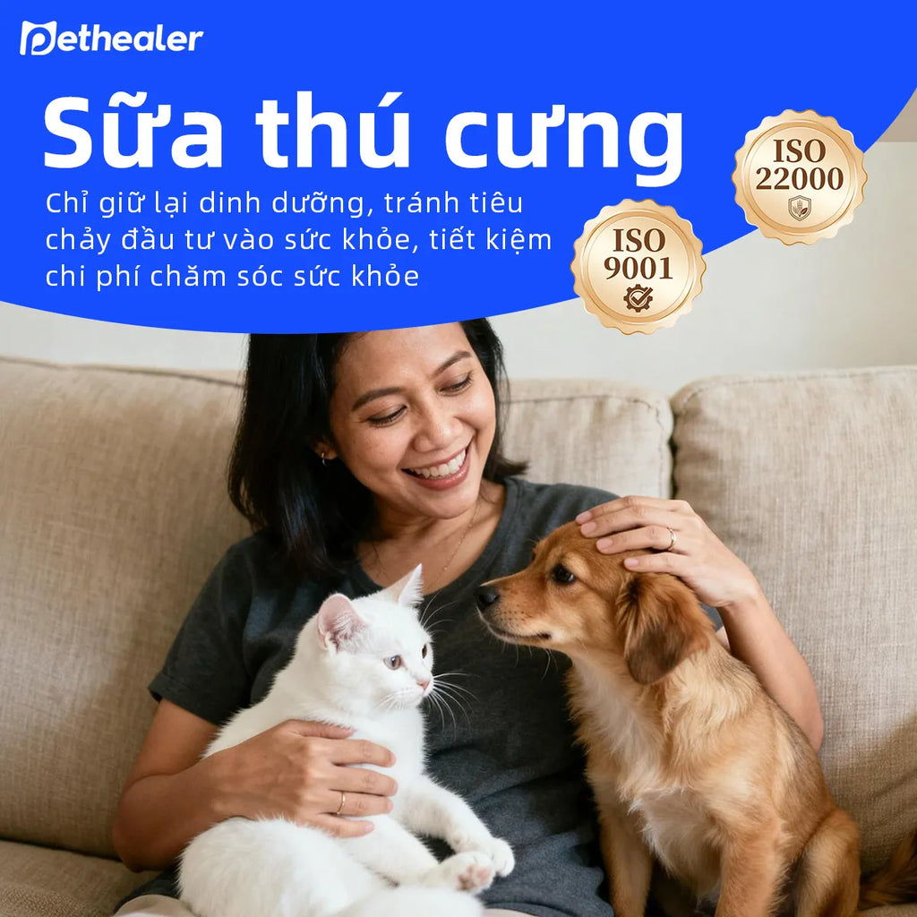 Pethealer Sữa dê cho thú cưng hỗ trợ cơ thể và miễn dịch cho chó mèo