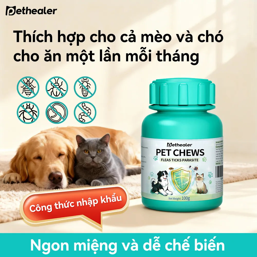 Pethealer Viên thưởng chăm sóc ký sinh trùng ngoài da công thức bảo vệ 100g
