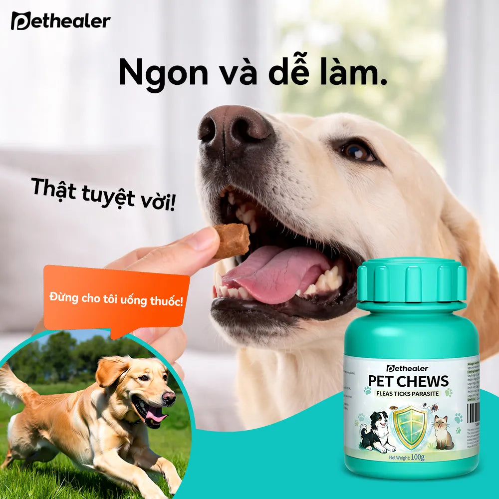 Pethealer Viên thưởng chăm sóc ký sinh trùng ngoài da công thức bảo vệ 100g