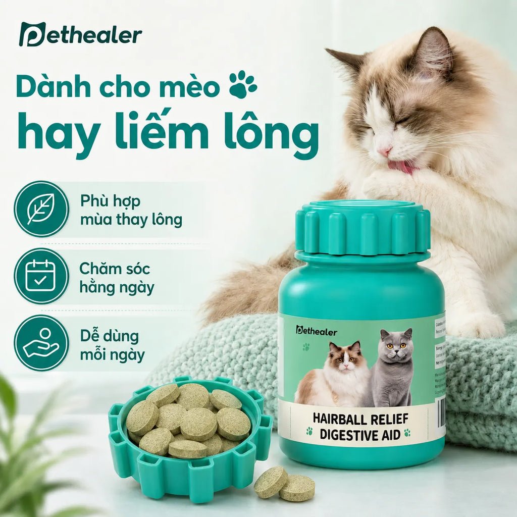 Pethealer Viên thưởng giảm búi lông hỗ trợ tiêu hóa công thức nuôi dưỡng đường ruột 100g