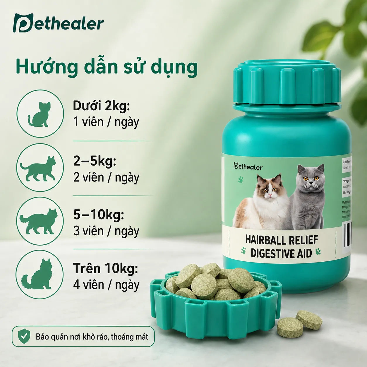 Pethealer Viên thưởng giảm búi lông hỗ trợ tiêu hóa công thức nuôi dưỡng đường ruột 100g