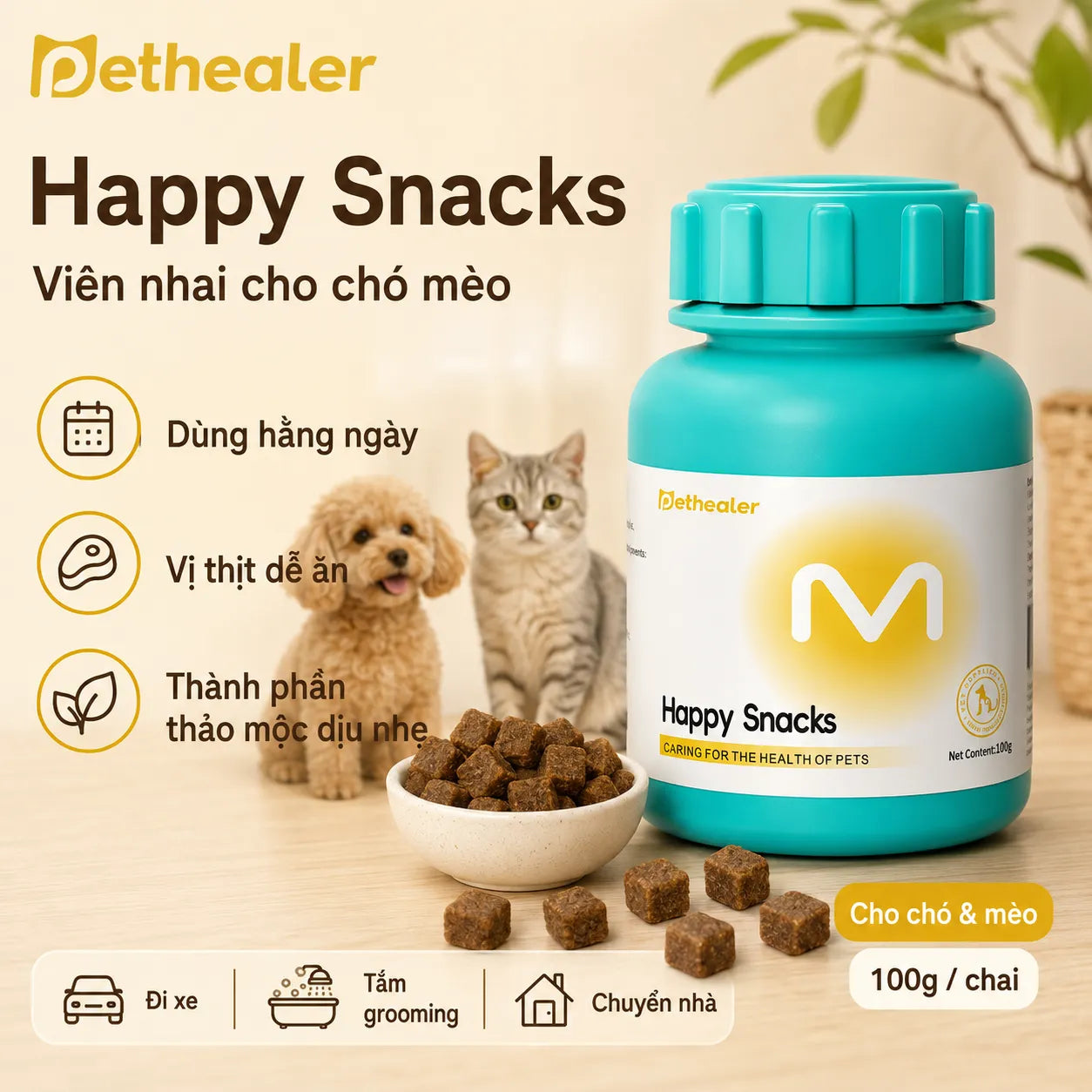 Pethealer Viên thưởng thư giãn giảm căng thẳng