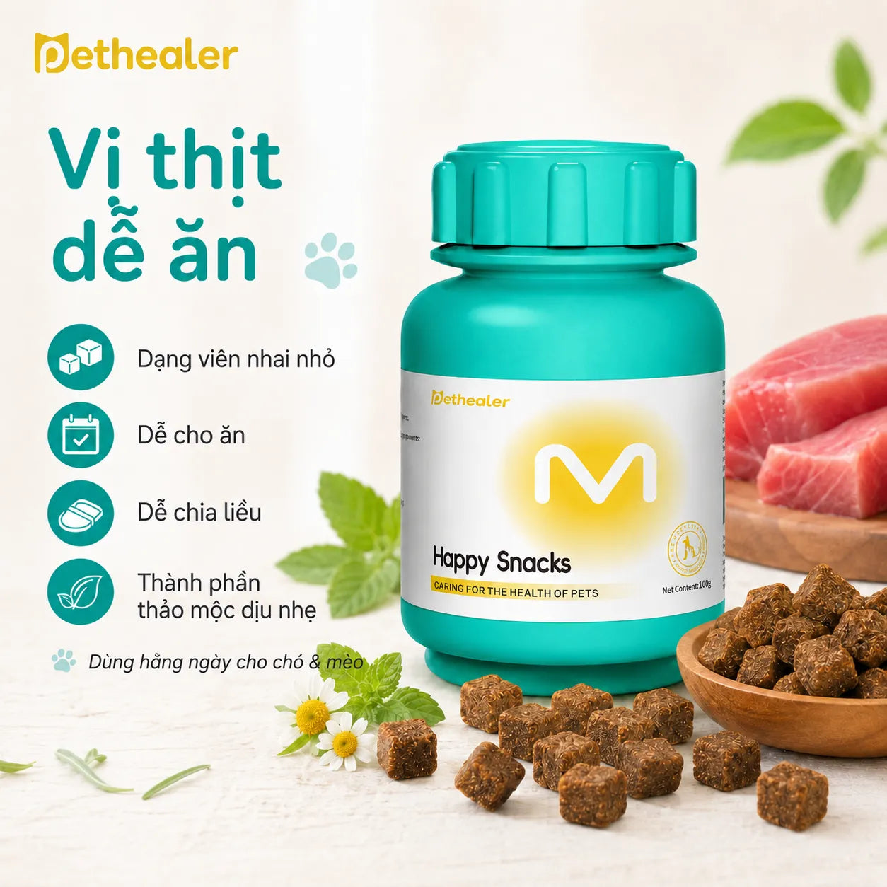 Pethealer Viên thưởng thư giãn giảm căng thẳng