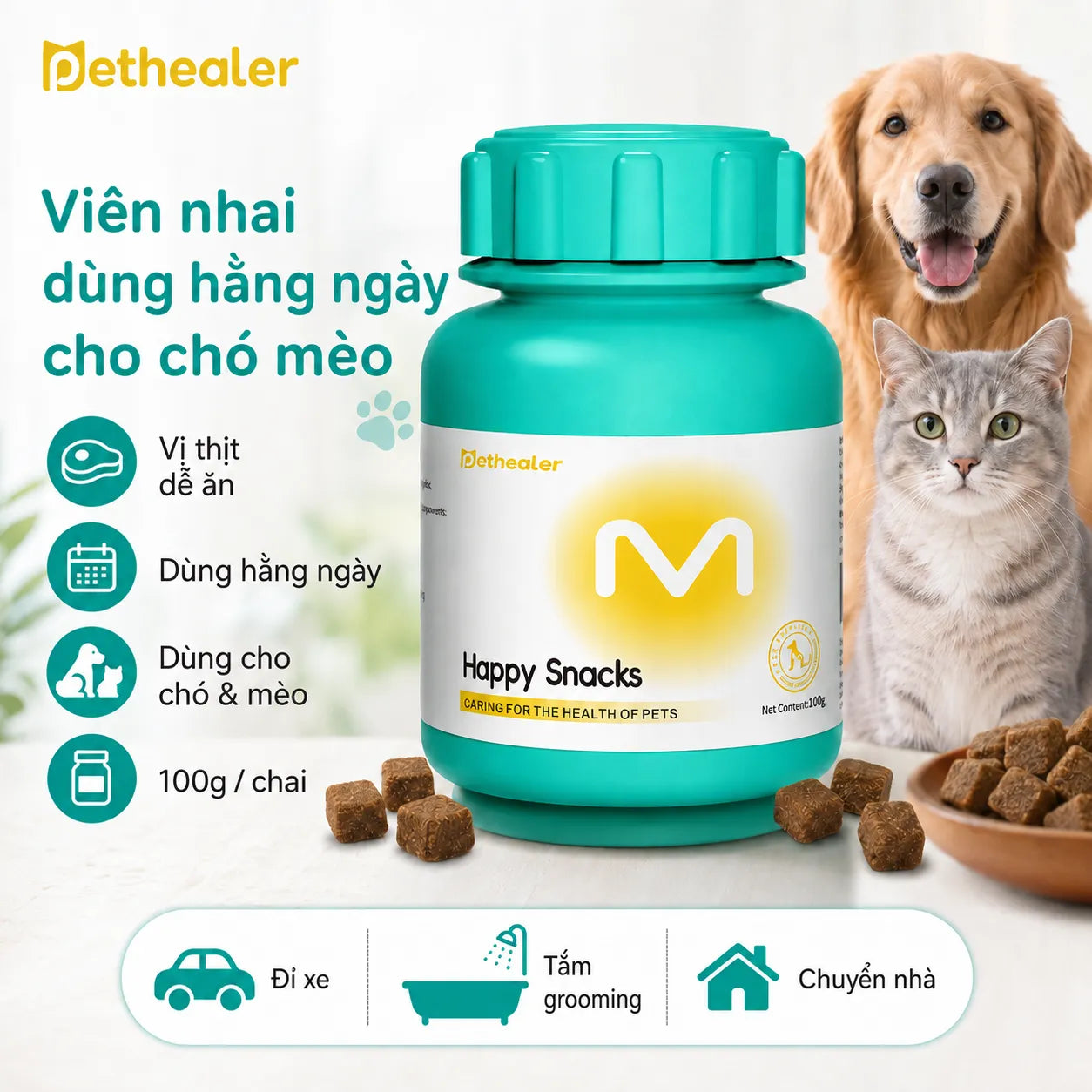 Pethealer Viên thưởng thư giãn giảm căng thẳng