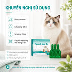 Bảng khuyến nghị liều dùng Fipronil Spot On Pethealer cho mèo, liều 0.5ml mỗi tháng 1 lần, lưu ý khi sử dụng