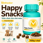 Viên nhai Happy Snacks Pethealer 100g cho chó và mèo, vị thịt dễ ăn, thành phần thảo mộc dịu nhẹ, dùng hàng ngày cho đi xe, tắm, chuyển nhà