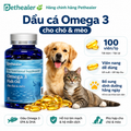 Hình ảnh chính sản phẩm dầu cá Omega 3 Pethealer cho chó mèo, 100 viên nang bổ sung EPA DHA hỗ trợ da lông và miễn dịch thú cưng