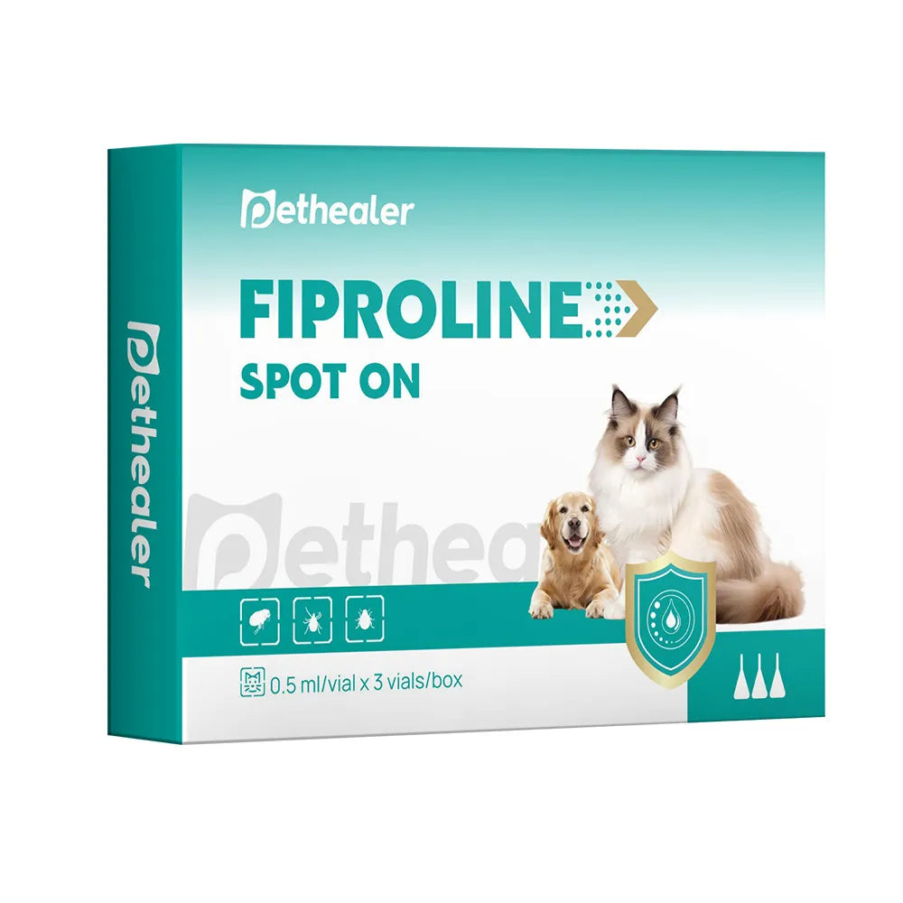 Pethealer Fipronil Spot-On Nhỏ Gáy Cho Mèo 0.5ml × 3 Ống – Hỗ Trợ Chăm Sóc Ve Bọ Chét, Dùng Ngoài Da