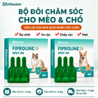 Banner bộ đôi Fiproline Spot‑On cho mèo và chó Pethealer, dung dịch nhỏ gày trị bọ chét ve rận chấy rận, phù hợp nhà nuôi nhiều thú cưng, hình ảnh hộp sản phẩm và ống nhỏ gày