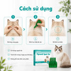 Hướng dẫn 3 bước sử dụng thuốc nhỏ ngoài Pethealer Fipronil Spot On cho mèo: rẽ lông vùng gáy, nhỏ trực tiếp lên da, để khô tự nhiên; lưu ý chỉ dùng ngoài da, không tắm 3 ngày sau dùng, tránh mèo liếm sản phẩm