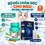 Banner bộ đôi chăm sóc cho mèo Pethealer gồm viên nhai hỗ trợ búi lông và bột khử mùi khay cát Odor Molecule, hình mèo Ragdoll, combo đào thải lông và khử mùi hộp cát cho mèo