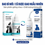 Thông báo bao bì mới cũ được giao ngẫu nhiên dung dịch vệ sinh tai Pethealer 60ml, sản phẩm giống nhau chất lượng không đổi, giao hàng tùy theo tồn kho, hình ảnh so sánh 2 loại bao bì chai và hộp sản phẩm